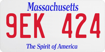 MA license plate 9EK424