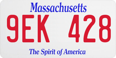 MA license plate 9EK428