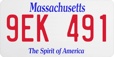 MA license plate 9EK491
