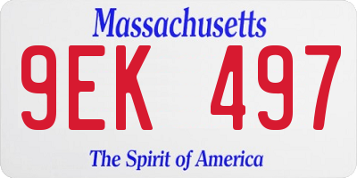 MA license plate 9EK497