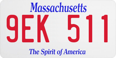 MA license plate 9EK511