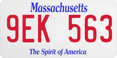 MA license plate 9EK563