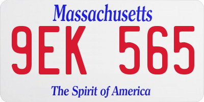 MA license plate 9EK565