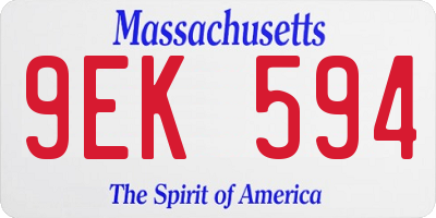 MA license plate 9EK594