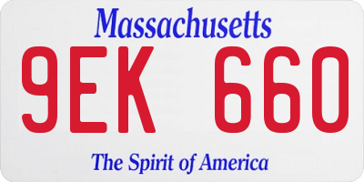 MA license plate 9EK660
