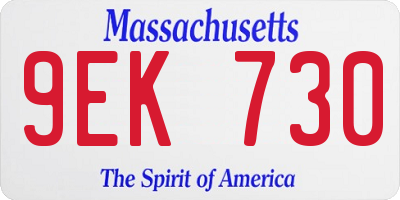 MA license plate 9EK730