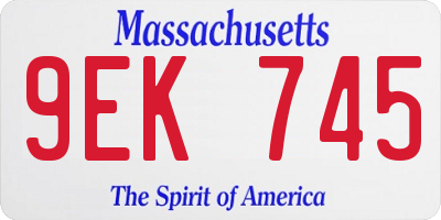 MA license plate 9EK745