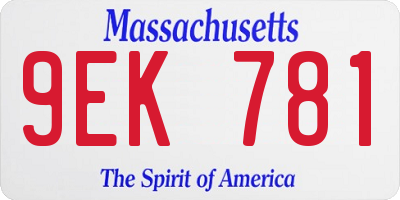 MA license plate 9EK781