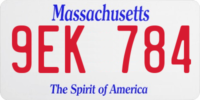 MA license plate 9EK784