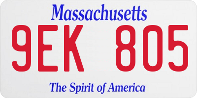 MA license plate 9EK805