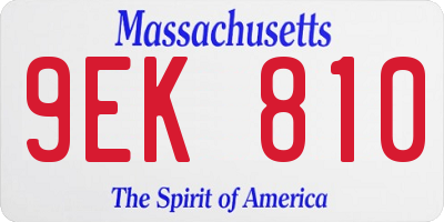 MA license plate 9EK810