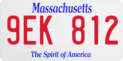 MA license plate 9EK812