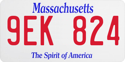 MA license plate 9EK824