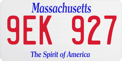 MA license plate 9EK927