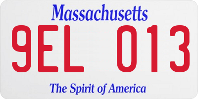 MA license plate 9EL013