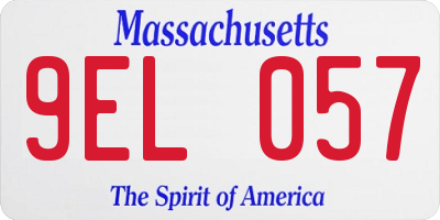MA license plate 9EL057