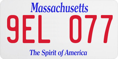 MA license plate 9EL077