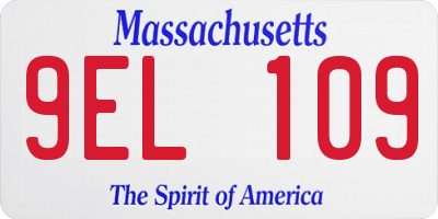 MA license plate 9EL109