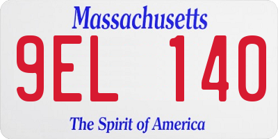MA license plate 9EL140
