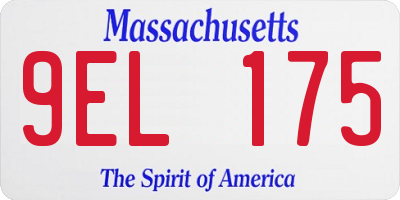 MA license plate 9EL175