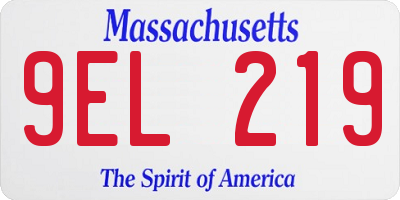 MA license plate 9EL219