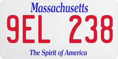 MA license plate 9EL238