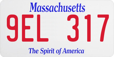 MA license plate 9EL317