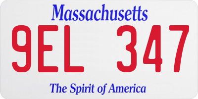 MA license plate 9EL347