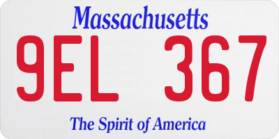 MA license plate 9EL367