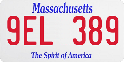 MA license plate 9EL389