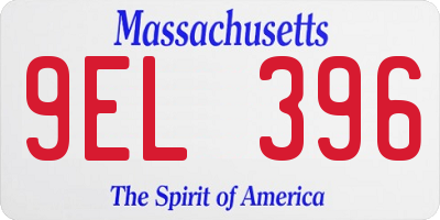 MA license plate 9EL396