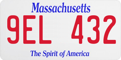 MA license plate 9EL432