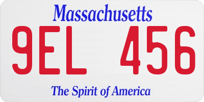 MA license plate 9EL456