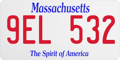 MA license plate 9EL532