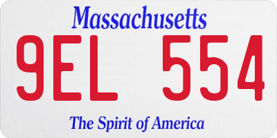 MA license plate 9EL554