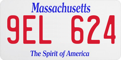 MA license plate 9EL624