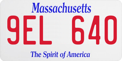 MA license plate 9EL640
