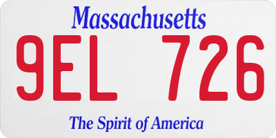 MA license plate 9EL726