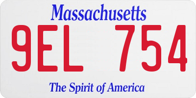 MA license plate 9EL754