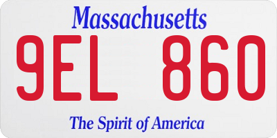 MA license plate 9EL860