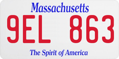 MA license plate 9EL863
