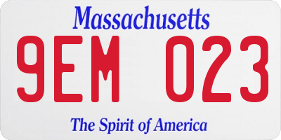 MA license plate 9EM023
