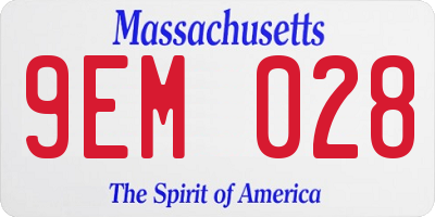 MA license plate 9EM028