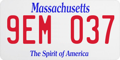 MA license plate 9EM037