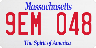 MA license plate 9EM048