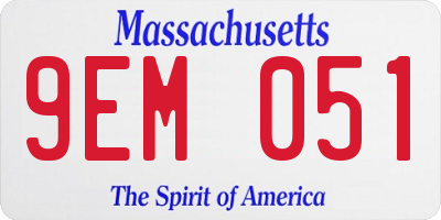 MA license plate 9EM051