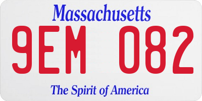 MA license plate 9EM082