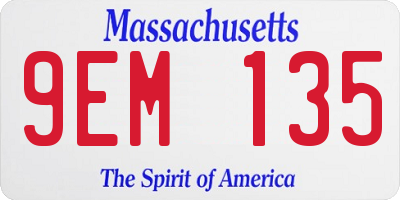 MA license plate 9EM135