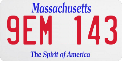 MA license plate 9EM143