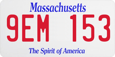 MA license plate 9EM153